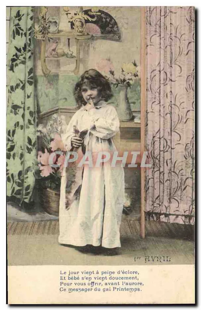 Mädchen in weißem Kleid — Poème d'Avril — Verlag C. A. Paris - Vorderseite