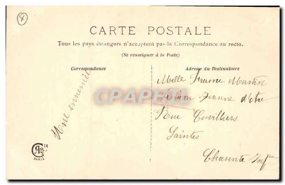 Mädchen in weißem Kleid — Poème d'Avril — Verlag C. A. Paris - Rückseite