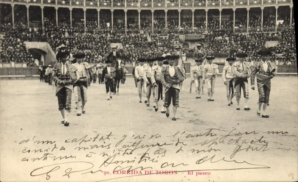 Corrida de touros — El paseo — Union Postal Universal, n°40 - Frente