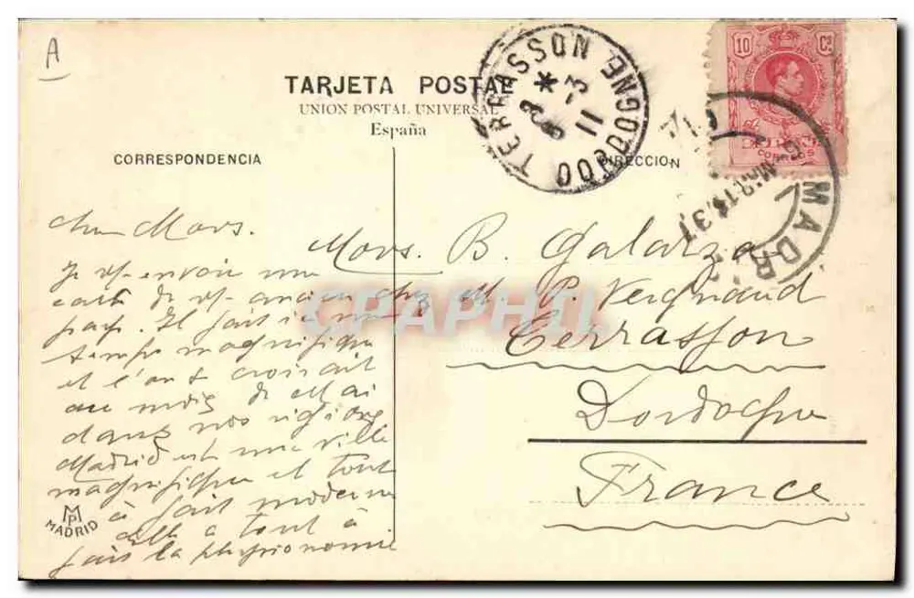 Corrida de touros — El paseo — Union Postal Universal, n°40 - Verso