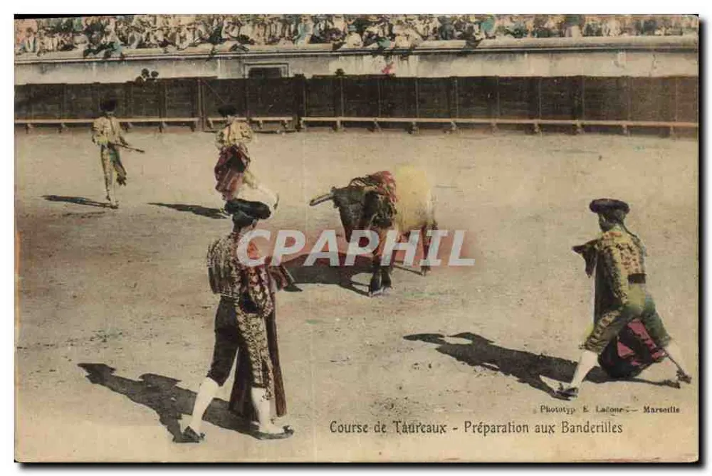Stierkampf — Vorbereitung auf die Banderillas — Phototyp E. Laugue — Marseille - Vorderseite