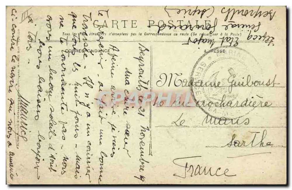 Panzerkreuzer Waldeck-Rousseau — Französische Marine — Krieg 1914-1918 - Rückseite
