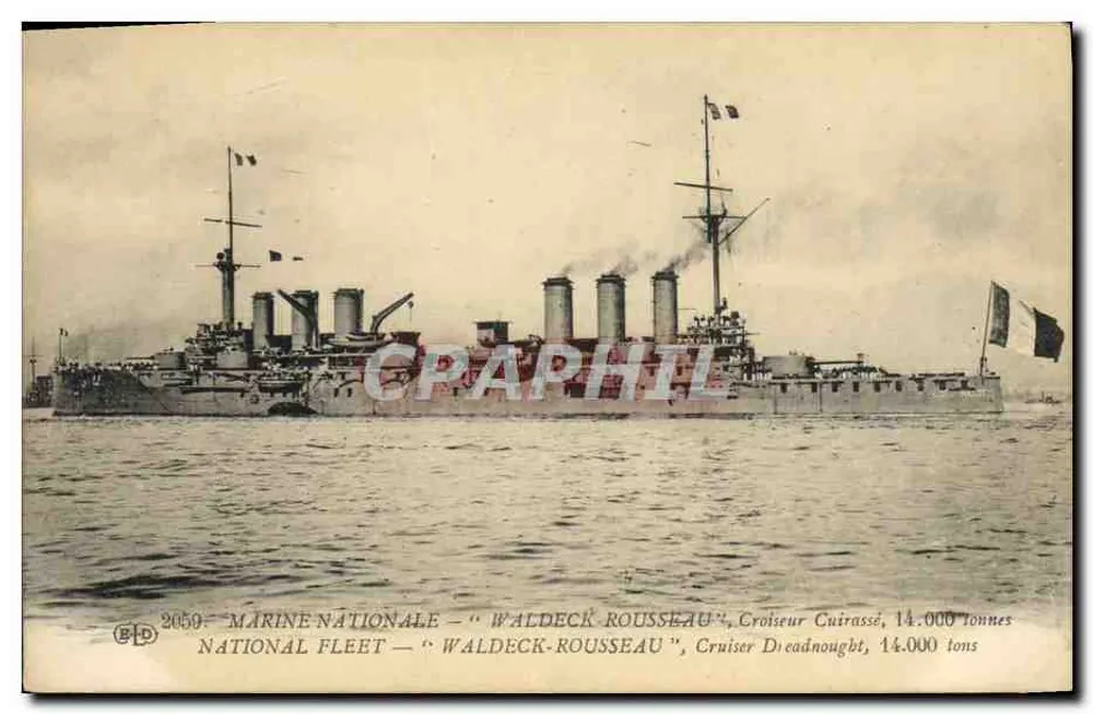 Nationalflotte — « Waldeck-Rousseau », Panzerkreuzer, 14.000 Tonnen — Verlag B.D. n°2059 - Vorderseite