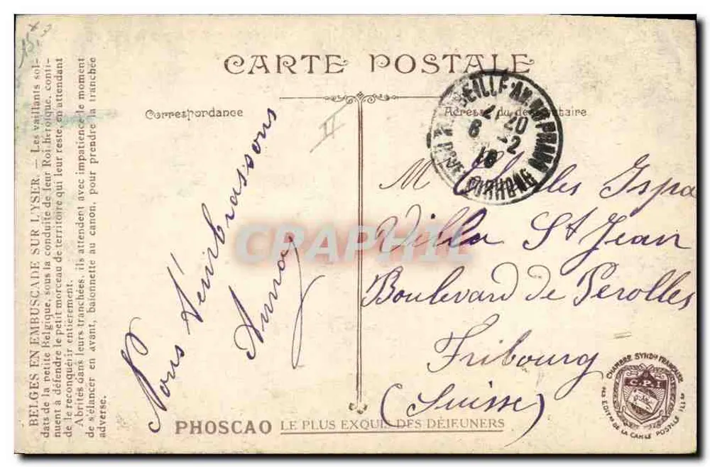 Soldats belges en embuscade sur l'Yser — L.V.C. D.R. — éditeur L.V.C. - Rückseite