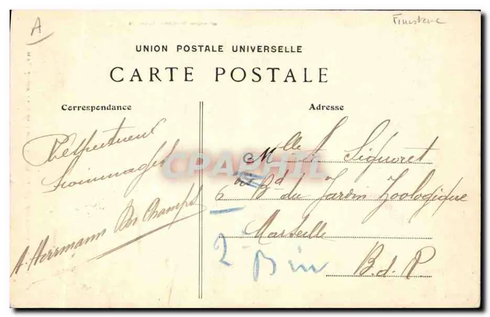 Joven Mujer de Pont-Croix — Estudio de las Coiffes de Bretaña — Colección Villarr, Quimper - Reverso