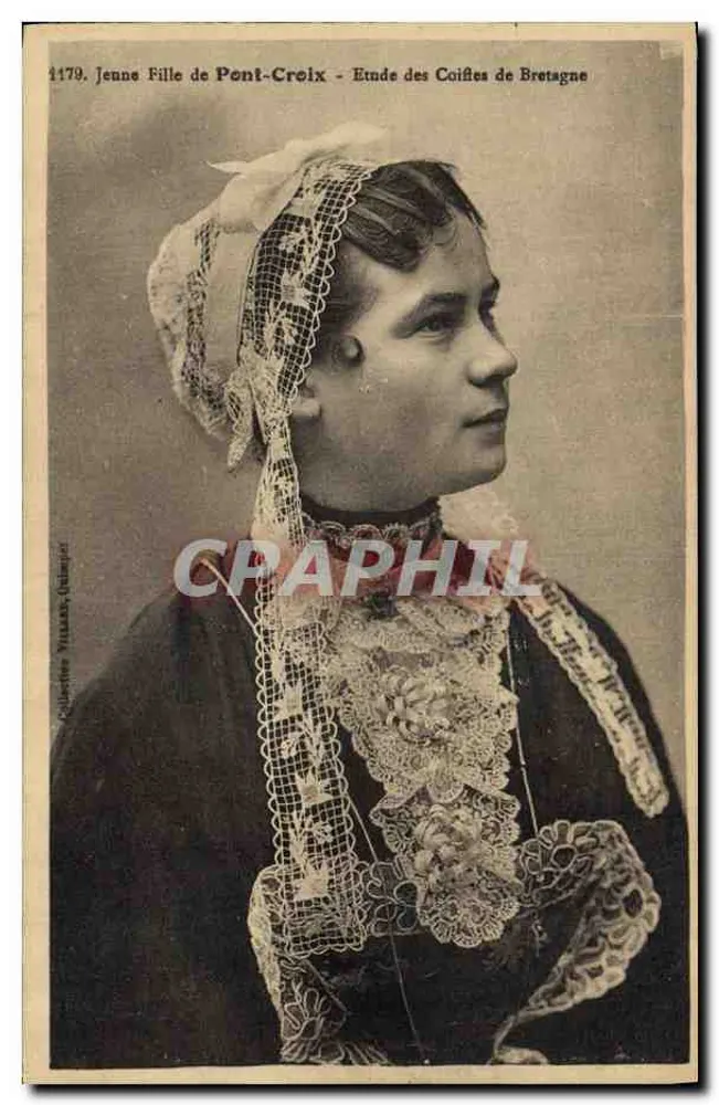 Menina jovem de Pont-Croix — Estudo dos Lenços de Bretanha — Coleção Villar, Guimper - Frente