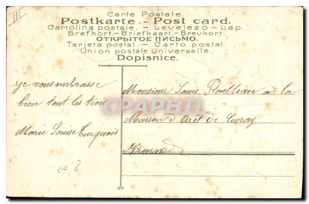 Mão segurando um buquê de rosa e flores azuis — Lembrança afetuosa — n° 900 - Verso