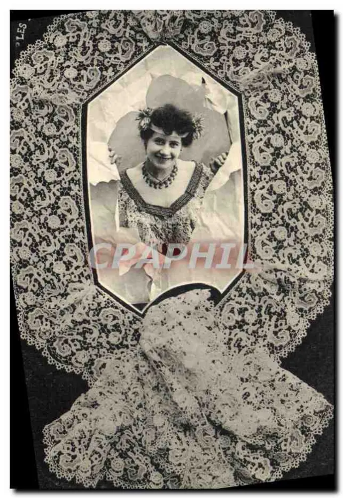 Mulher em vestido de renda — quadro decorativo — Enoultypé A. Bergerot, Nancy - Frente