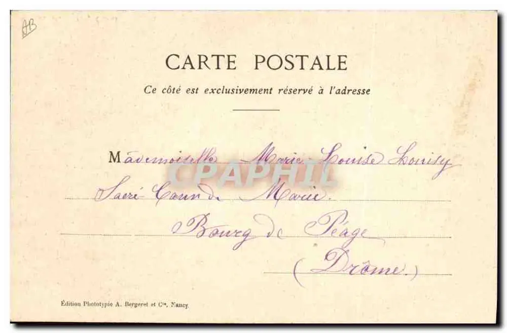 Kobieta w sukni z kremówki — Chantilly — Wydawnictwo Phototypie A. Bergeret et Cie, Nancy - Rewers