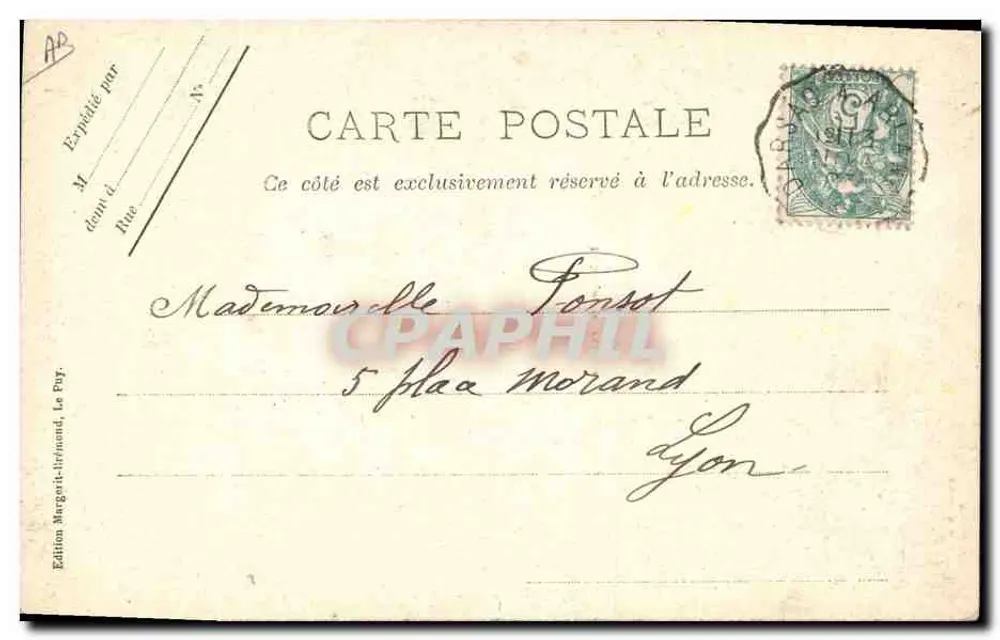 Der Bergfried von Grangeville — venezianisches Garnitur-Motiv — Clichés M. B. et Journaux, Le Puy - Rückseite