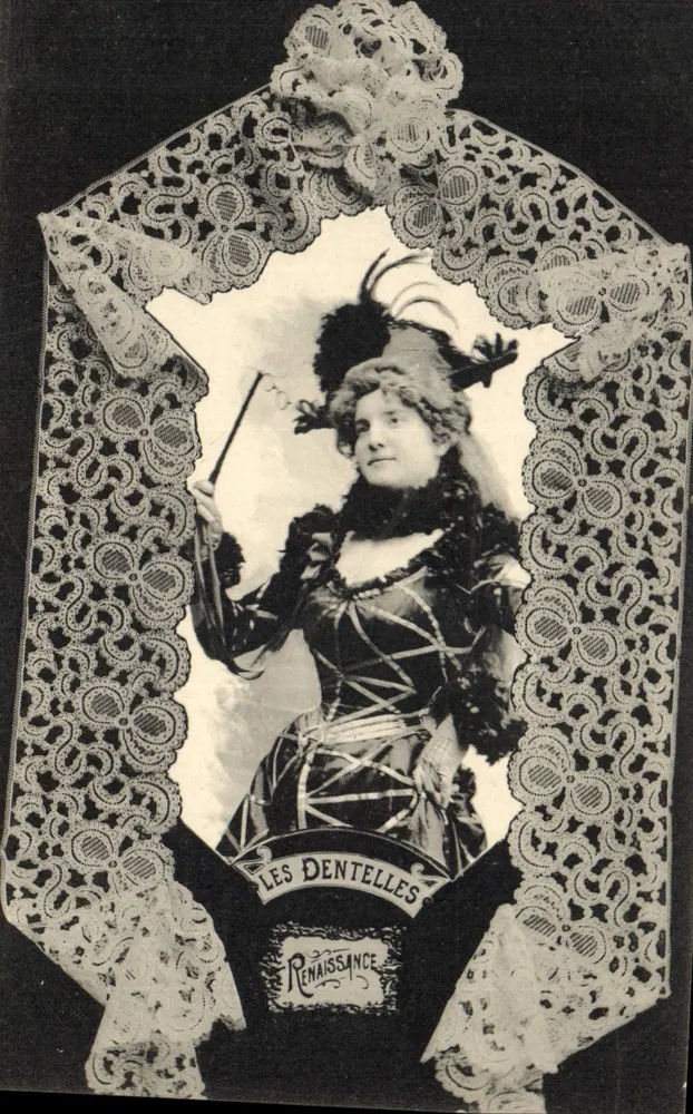 Mulher em traje da Renascença — As Tramas — Fototipia A. Bergéret e Cie, Nancy - Frente