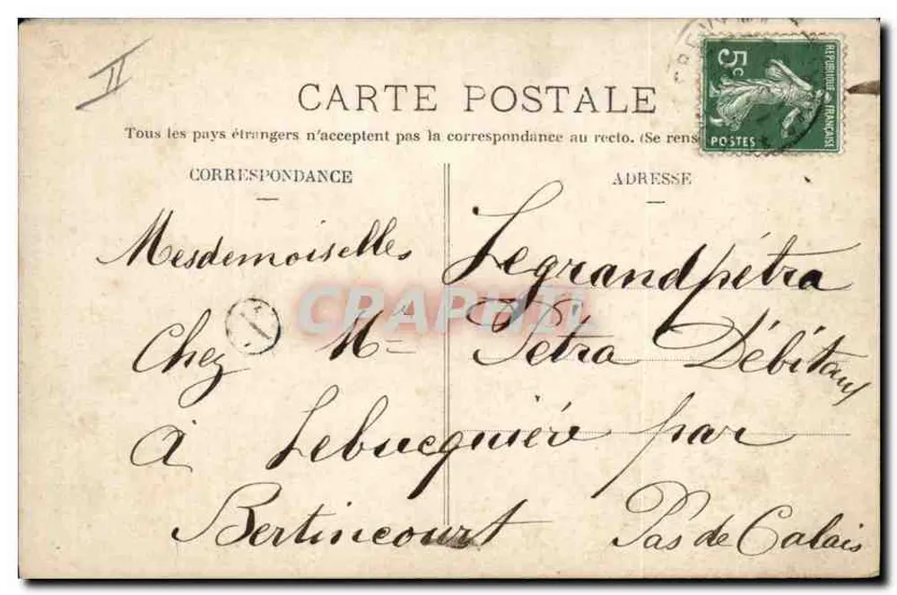Liebe — Sprache des Stempels — M.L.F. Paris - Rückseite