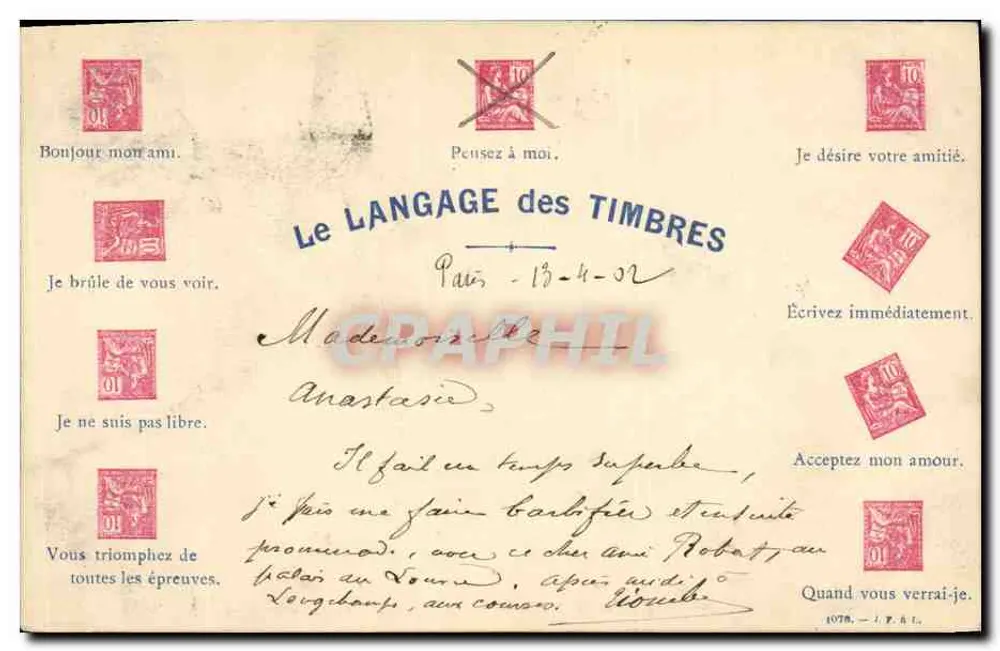 Die SPRACHE der STICHE — Paris — n°1078 - Vorderseite