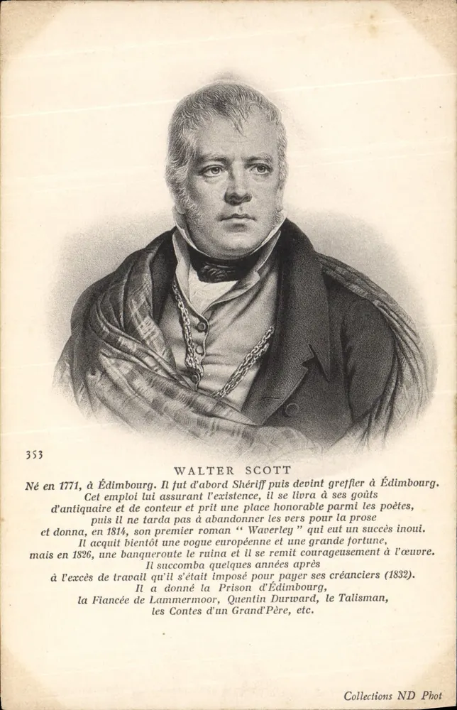 Walter Scott — retrato gravado — Coleções ND Phot, n° 353 - Frente