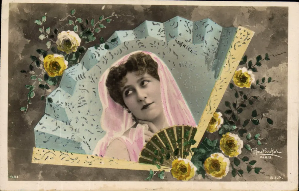 Junge Frau mit Fächer — Serie 941 — Reuillinger Paris - Vorderseite