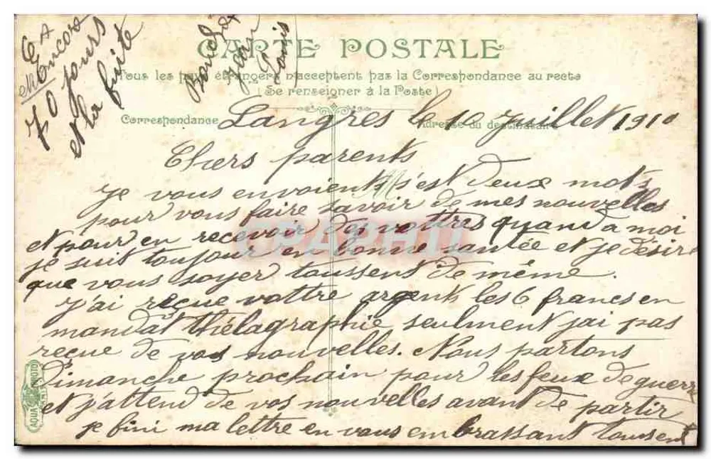 Infanterie — Die Brotverteilung — L.V. n° 3581 - Rückseite