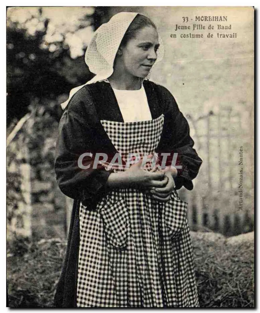 Morbihan — junge Frau aus Baud im Arbeitskleid — Artaud-Nozuis, Nantes - Vorderseite