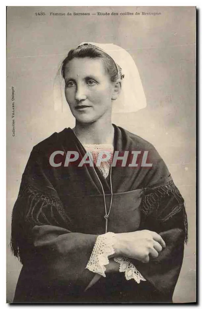 Mulher de Sarzeau — Estudo dos lenços de Bretanha — Coleção Villars, Quimper - Frente