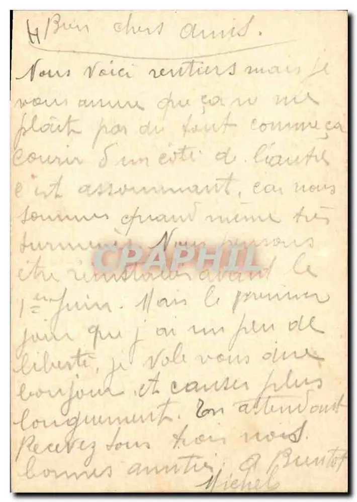Bundel blauwe bloemen — tekening in waterverf — rond 1900 - Achterkant