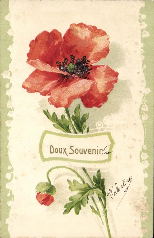 Papoulas — Lembreza doce — Valentine, N.P. Éditions Paris, série 1098 - Frente
