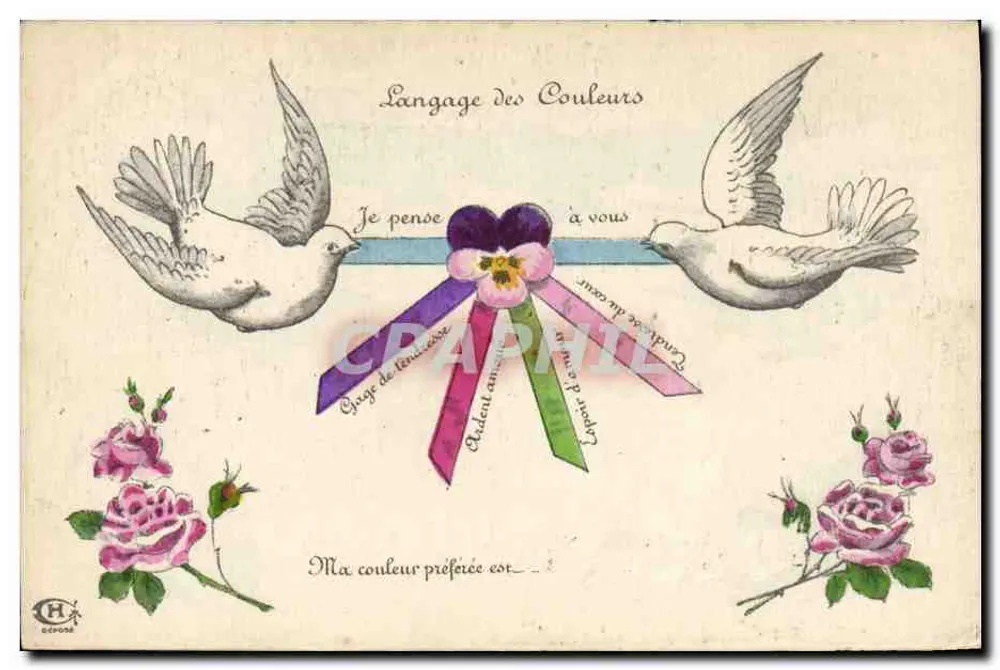 Sprache der Farben — Tauben und Blumen — H. Dépône - Vorderseite