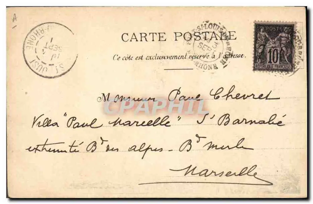 Saint-Louis-du-Rhône — carta postal com retrato de oficial — editor não visível - Verso