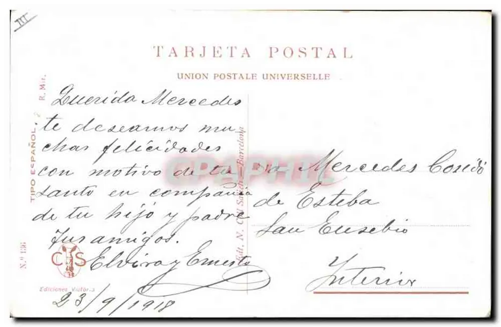 Frau in blumigem Kleid mit Fächer — Zeichnung von R. M. O. — Viatour Editions, Nr. 138 - Rückseite