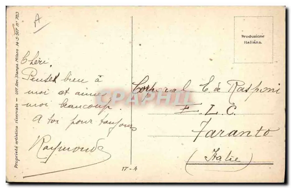 Frau mit dekoriertem Regenschirm — A. Zandringo — italienischer Verleger - Rückseite