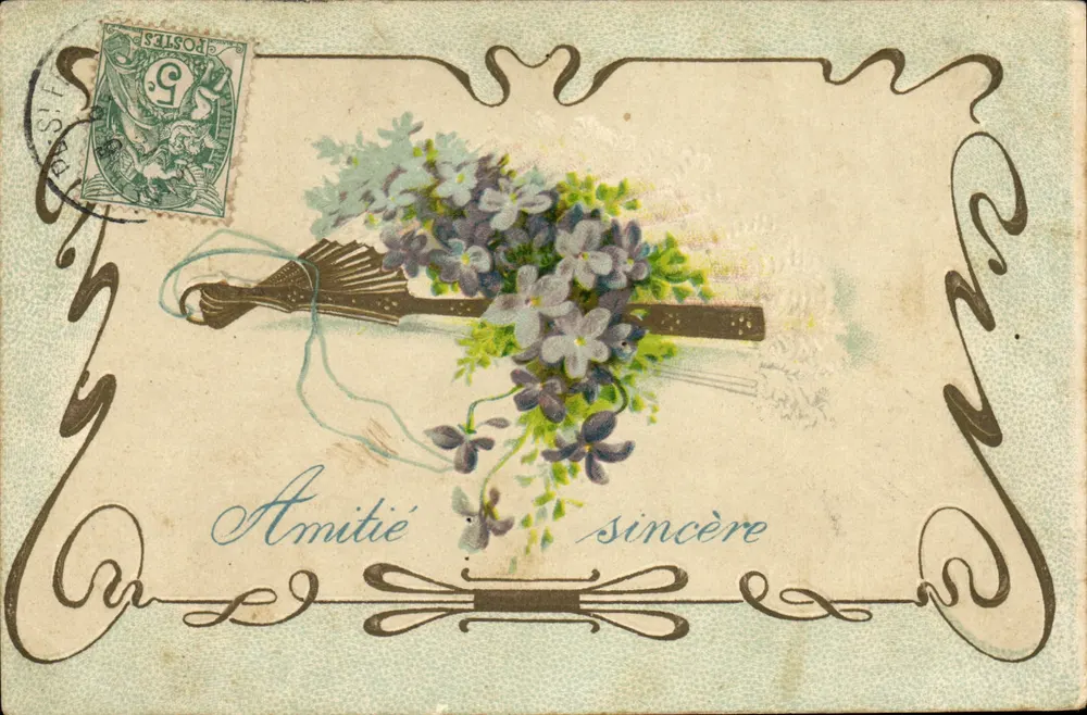 Bouquet van viooltjes — Echte vriendschap — Antieke ansichtkaart serie 538 - Voorkant