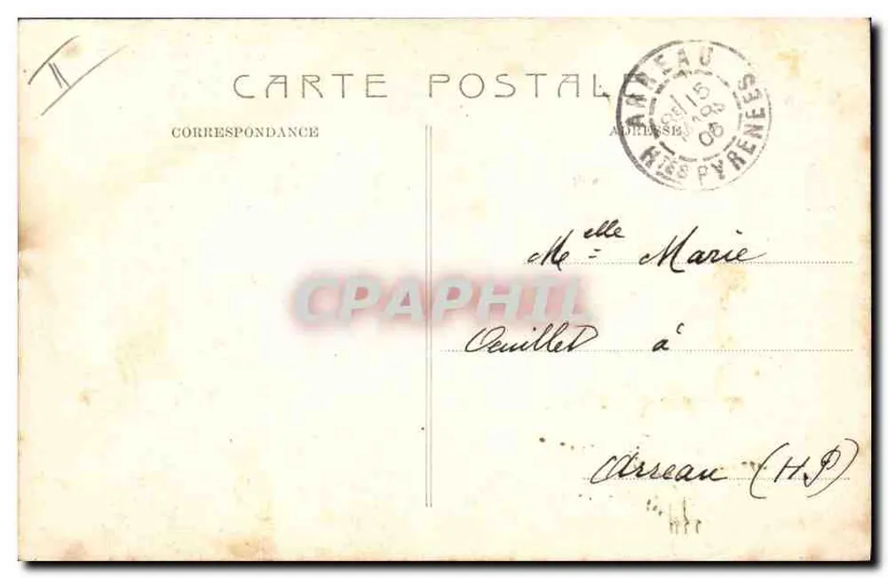 Zärtliche Caïsaire und Mathilde — Ansicht von Schloss und Wald — Verlag Aleroca, Nr. 4904 - Rückseite