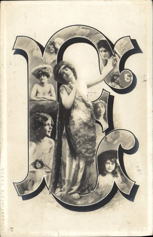 Ornamentale Briefmarke mit Porträts von Frauen — Verleger TUNNINCED'S PAPER, n° M 5 - Vorderseite