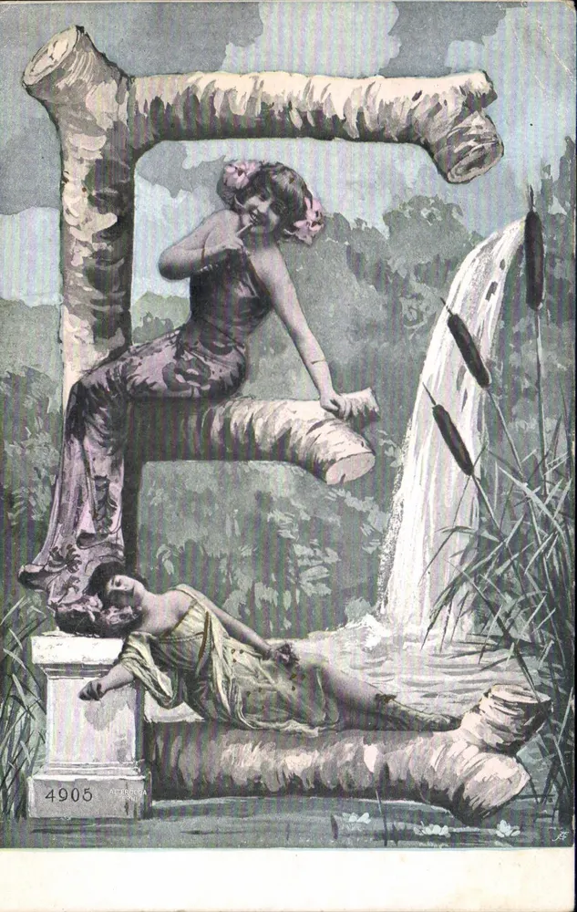 Frau sitzt auf einem Baumstamm — Flusslandschaft — ATERROA Nr. 4905 - Vorderseite