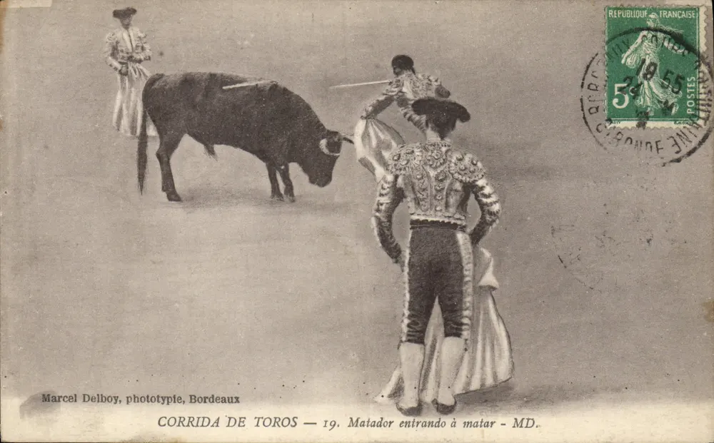 Kampf mit dem Stier — Matador beim Einlaufen — Marcel Delboy, Fototypie, Bordeaux - Vorderseite