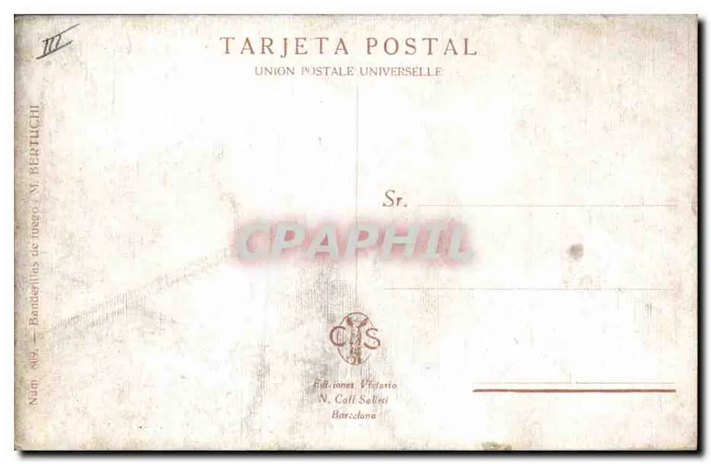 Luta de touros — cena animada — M. KEET, N° 389, Edições N. Coll Sellet, Barcelona - Verso