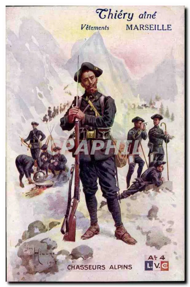 Chasseurs Alpins — soldaten in de bergen — Thiéry aîné, Marseille, serie A+4 - Voorkant