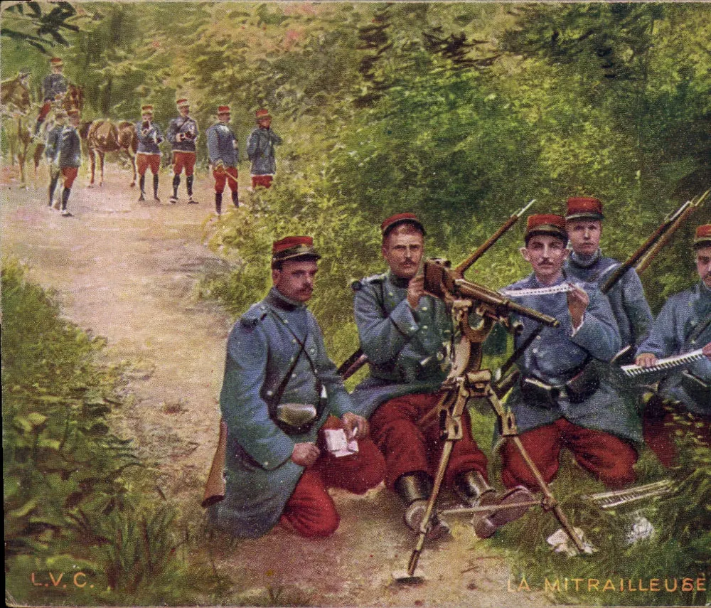Francuscy żołnierze z karabinem maszynowym — L.V.C. — Série A No 4 - Awers