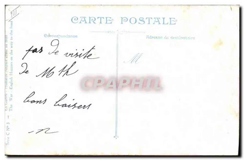 Hussardos Ingleses indo para o front — Série C N°3 — Editor LVAC - Verso