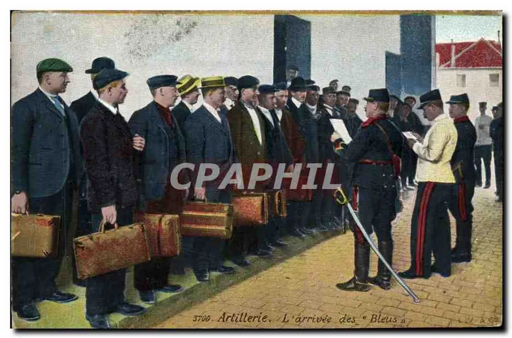 Arrivo dei "Bleus" — Artiglieria — editore V. & C. n° 3700 - Recto