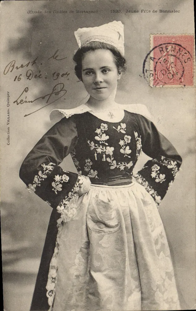 Jovem Menina de Bannalec — Estudo dos Lenços da Bretanha — Editor VILLAND, Quimper - Frente