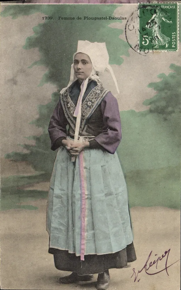 Frau von Plougastral-Daoulas — Traditionelles Kleid — Verlag R. Keiper, Nr. 1739 - Vorderseite