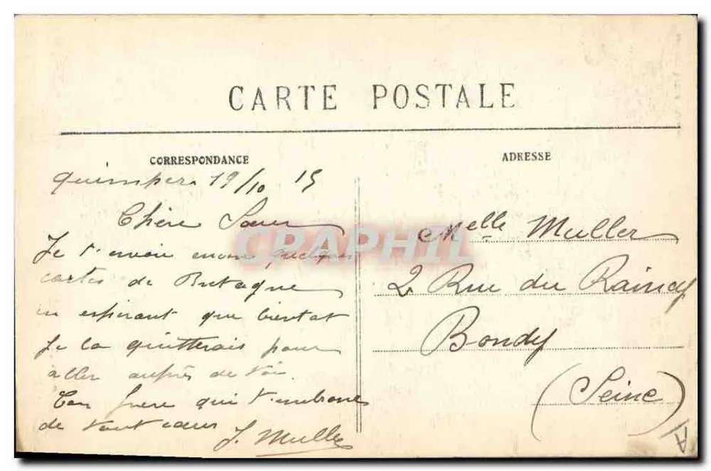 Casados de Rosporden — Coleção Villard, Quimper — n° 1471 - Verso