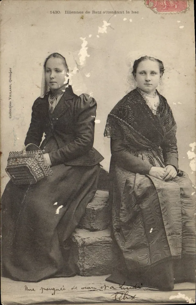 Illiniennes de Batz esperando o barco — Coleção Viellasse, Quimper — n° 1430 - Frente