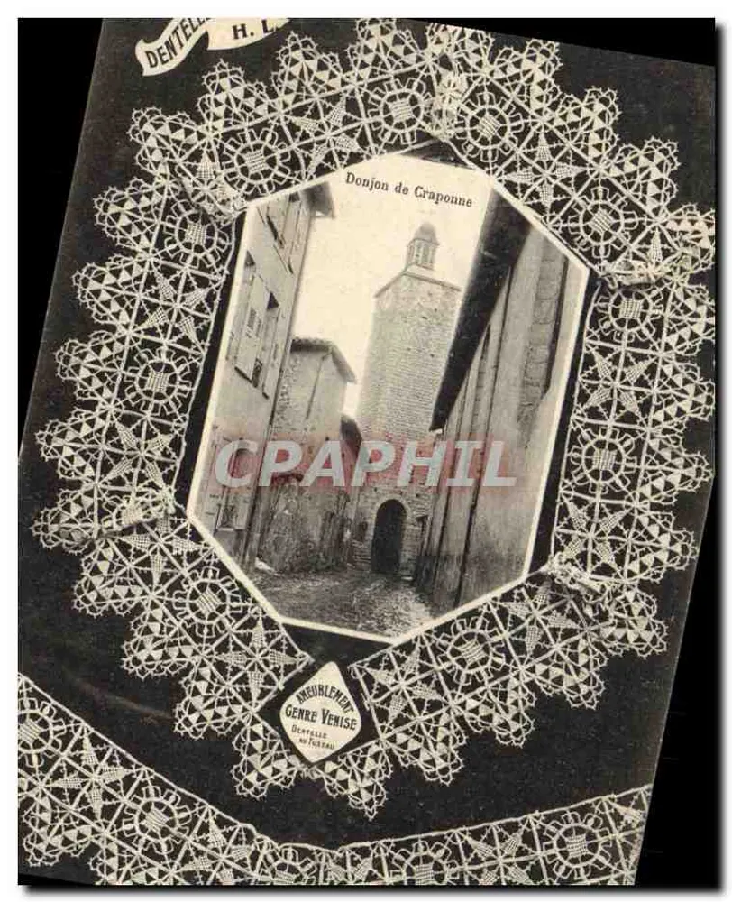 Donjon de Craponne — vista enquadra com renda — H. L. Renda - Frente