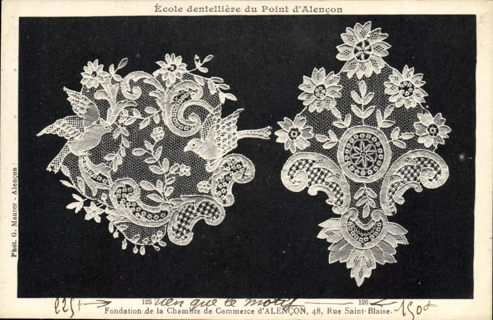 Schule für Alençon-Point-Lace — Beispiele von Spitze — Fot. G. Maurer, Alençon - Vorderseite