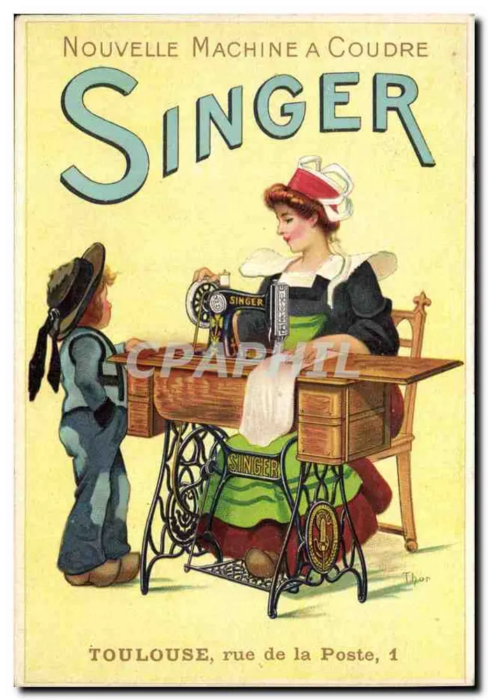Neue Singer-Näharbeitmaschine — Werbung — Verlag Thor, Toulouse - Vorderseite