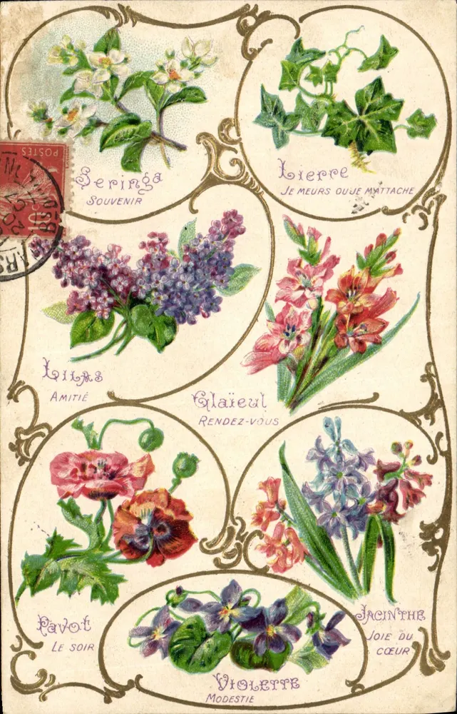 Flores e símbolos — Série 803 — K. F. Éditeurs, Paris - Frente
