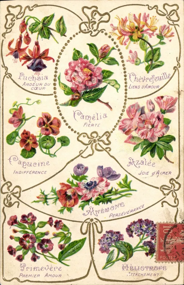 Flores simbólicas — Editor K. F. Editores, Paris, Série 1.863 - Frente