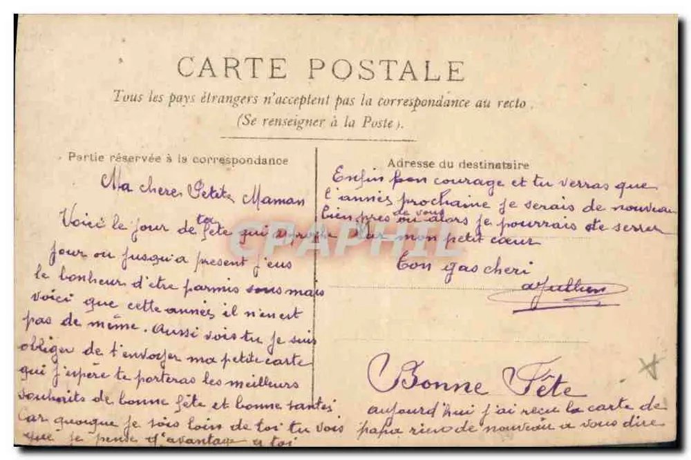 Linguagem das Flores — Carte postale ilustrada com buquê de flores e cena de aldeia — CIRCE, n° 5141 - Verso