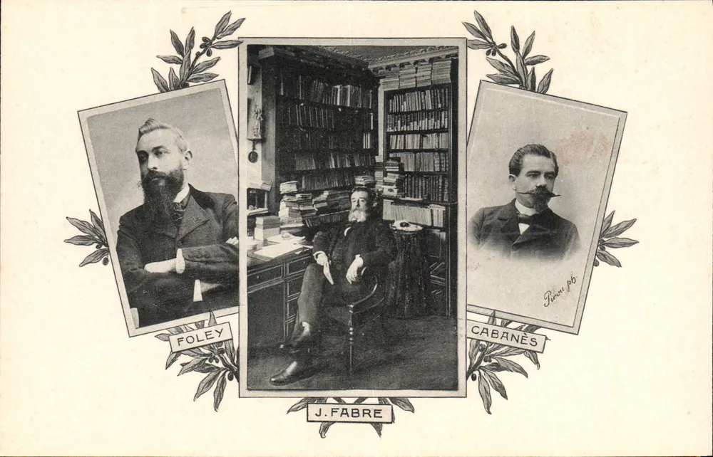 तीन आदमी — चित्र और पुस्तकालय — J. Fabre, Foleÿ, Cabanès — प्रकाशक J. Fabre, श्रृंखला संख्या अदृश्य - आगे