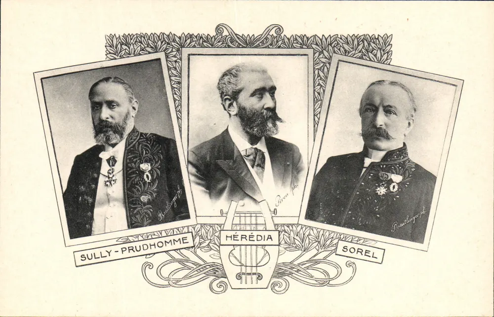 Sully-Prudhomme, Hérédia, Sorel — retratos — Roullinger-foto. - Frente